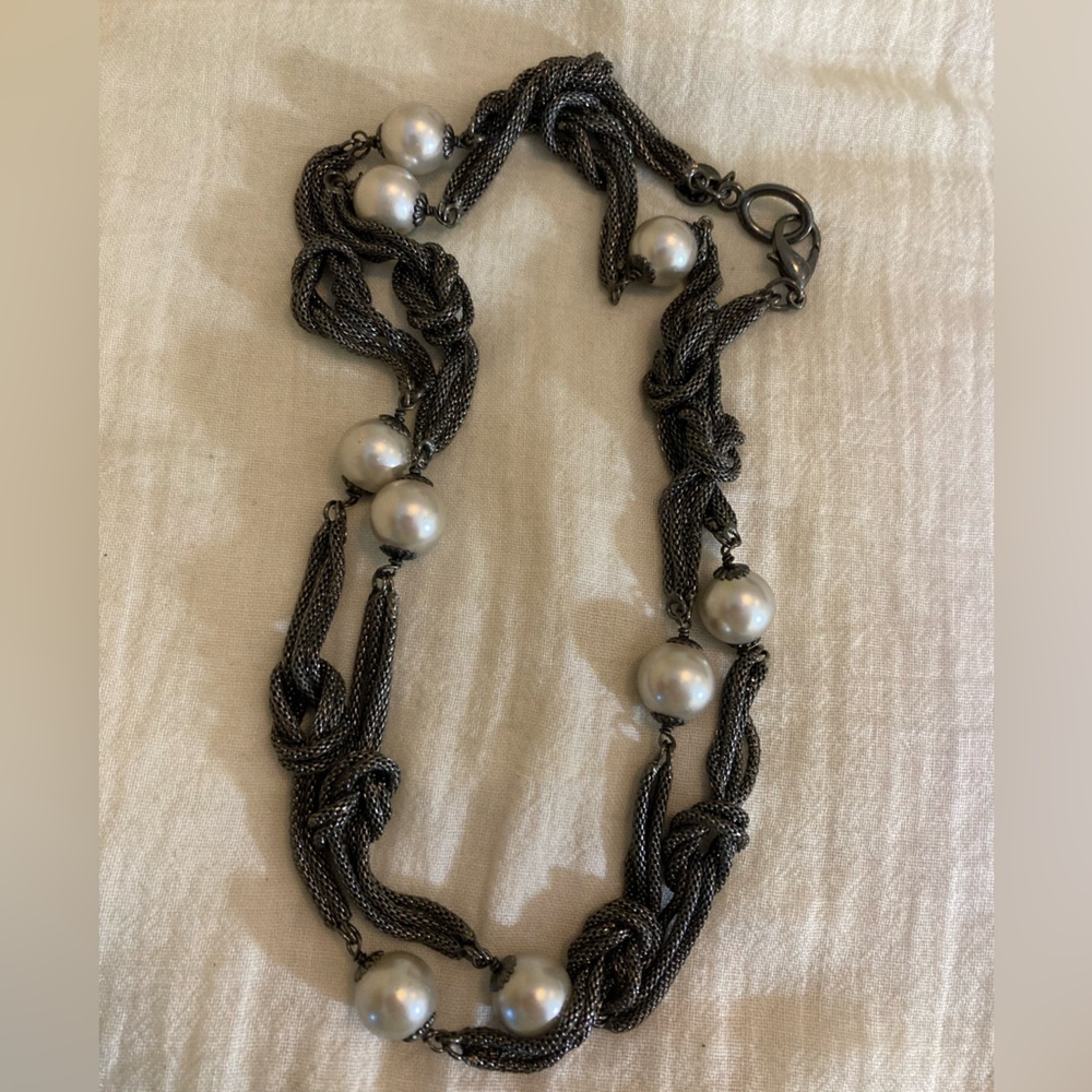 Talbots Multi‎ Mesh Knotted Necklace with Glass Pearls